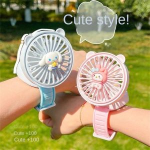 Mini Wrist Watch Fan Portable Handheld Fan Cartoon Cute Sanrio My Melody Kuromi Cinnamoroll Student USB Charging Fan
