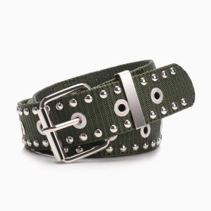 INNEED Mắt khuyết loại nguyên khối Thắt lưng vải bố Khoét rỗng Khóa loại có thể điều chỉnh Thắt lưng có lỗ xỏ dây Gothic Khóa gài Thắt lưng phong cách Punk Dành cho Nam Giới và Nữ Giới