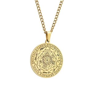 COMEMECO Seven Archangels 7 Archangels Amulet Pendant Mystica Tetragrammaton Magic Circle Seal Vintage Rune Summon Necklace for Men Women