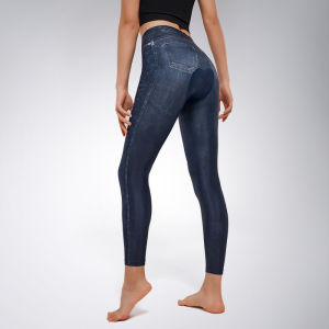 Santic Women Cycling Pants Summer 4D Padded High Elastic Imitation Denim Sports Bicycle Bike Tights