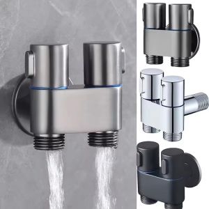 NOBLELUX Wall Mount Toilet Angle Valve Zinc Alloy Dual Outlet Water Cleaning Sprayer Durable Toilet Bidet Sprayer Bathroom