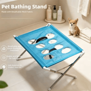 CANVELL Non-Slip Pet Grooming Table Quick-Dry Mesh Foldable Pet Grooming Hammock Bath Helper Breathable Pet Washing Rack Dog Grooming