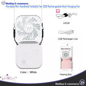 Portable Mini Handheld Foldable Fan USB Rechargeable Neck Hanging Fan