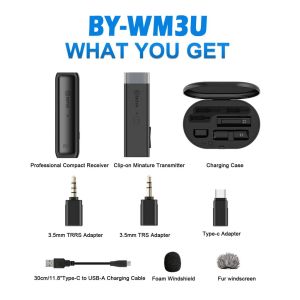 Boya BY-WM3D BY-WM3U BY-WM3 Wireless Microphone Mic For Vlogging Live Streaming Interview Compatible IOS Type-C
