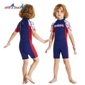 [Warrior2] Wetsuit Kids 2.5mm Shorty Neoprene Short Sleeves Diving Suits Back Zipper Thermal Swimsuit for Youth Boys Girls Scuba