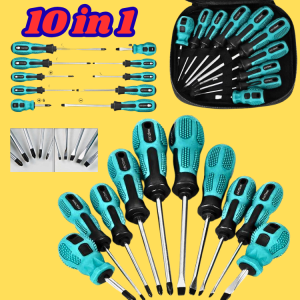 MEGA Taffware 10 in1 Obeng Set lengkap kuat magnet bolak balik Reparasi Magnetic Head SK804