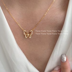 WHC เครื่องประดับ High-end สร้อยคอผีเสื้อ Niche เสื้อกันหนาวสร้อยคอยาวผู้หญิง Light Luxury Design