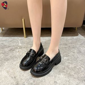 #K6-6 Size 35-40 Loafers Casual Student Shoes Thick Heel For Womes Fashion (Standard Size)