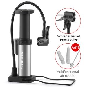 【MY Delivery】ROCKBROS Pump 80Psi High Pressure Bike Av/Fv Portable Air Inflator Foot a De Ar Bicicleta Mtb Bicycle Accessories