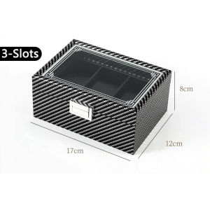 3/6/10/12 Slots Carbon Fiber Watch Box PU Leather Jewelry Storage for Bracelet Walnut