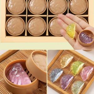 WARM 24pcs/set Soft Cute Mini Dumplings Squishy Food Shape With Steamer Fidget Sensory Toy Venting Office Pinch Squishy Crystal Bun Kids Toy