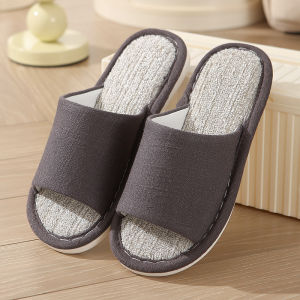 Linen Slippers For Home Use On Wooden Floors Spring And Autumn WomenS Indoor Cotton-Linen Breathable CoupleS Home Shoes