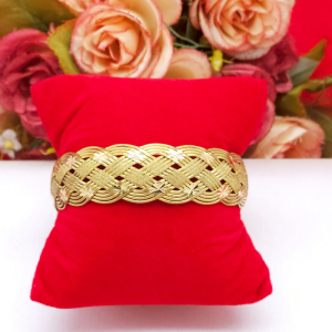 กำไลงานดิบทองเหลืองลายเปียจิกทรายตัดลาย ฟรีไซส์ ปรับขนาดได้ งานดิบไม่ได้ชุบ ทองเหลืองโบราณ วินเทจ คลาสสิค พร้อมส่ง