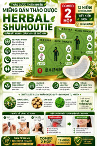 MIẾNG DÁN DỊU HỌNG HERBAL SHUHOUTIE | COMBO 2 HỘP 12 MIẾNG | MIẾNG DÁN CỔ HỌNG THẢO DƯỢC