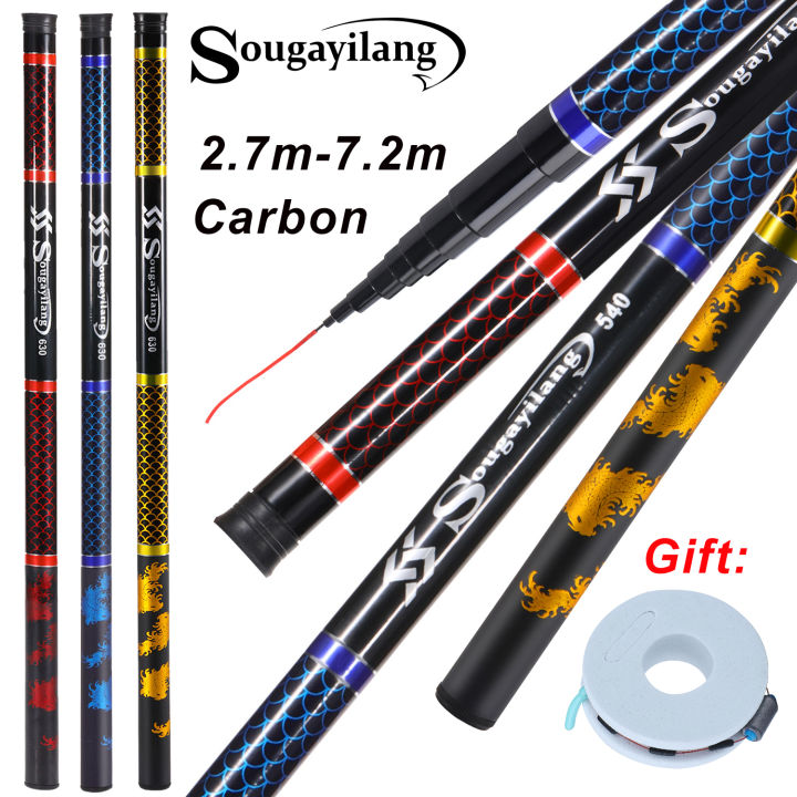 Sougayilang Fishing Rods 2.7-7.2M Carbon Fiber Fishing Rod with Fishing line  Ultralight Super Strong Hand Fishing Pole