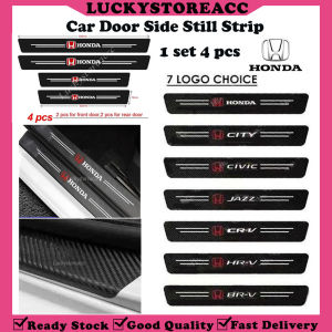 1set 4pcs 5D Carbon fiber leather door sill Strip Anti Scratch Car Door Step Sticker Protector DIY Car Accessories Decoration Honda CRV BRV