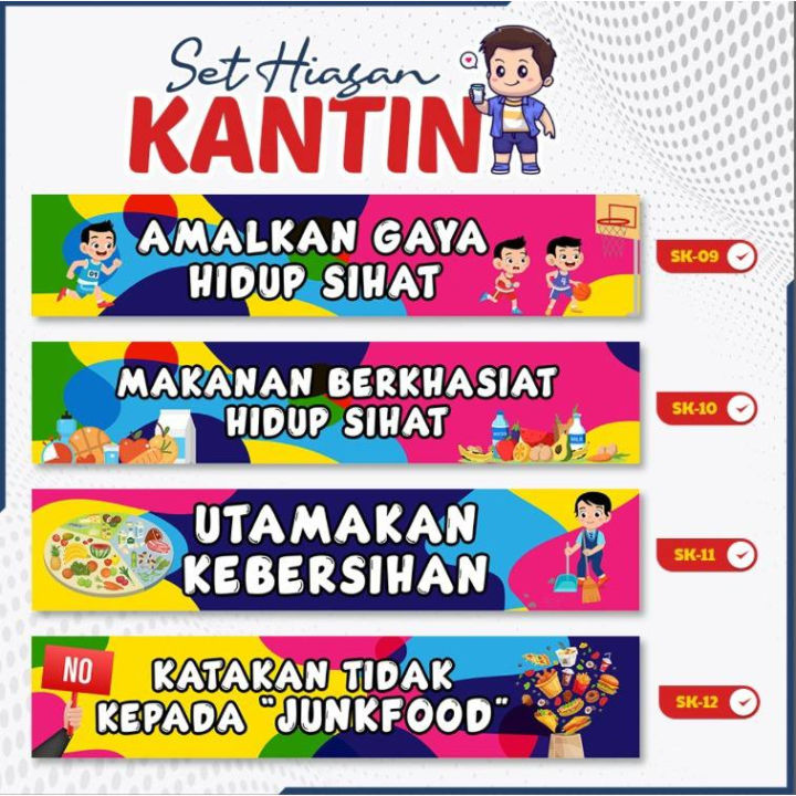 Banner Kantin Sekolah Ceria / Hiasan Dinding Beam Kantin Sekolah | Lazada