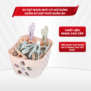 30 kẹp nhựa nhỏ có giỏ đựng quần áo kẹp phơi quần áo kẹp chống gió kẹp quần lót tất kẹp quần áo N128