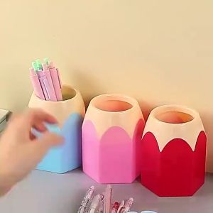 Pen Holder Large Capacity Desktop Organizer Plastic Storage Box Student Stationery Stand Office Desk PAZU
