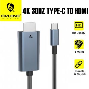 HD USB 1m 2m 3m Adapter 4K 30Hz Type-C to HDMI Cable USB C HDMI For Laptop Phone Tablet Projector Cable
