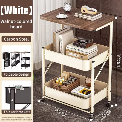 Multifunctional Mobile Storage Cart Bedside Table Side Table and Shelf Unit for Organizing Cosmetics Snacks Toys and Potted Plants