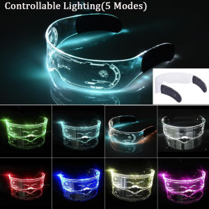 LED Luminous Glasses EL Wire Neon Acrylic Colorful Light Up Eyeglasses for Halloween Music Festival Bungee Bar Party
