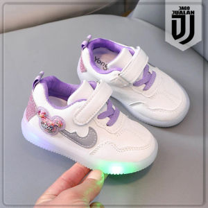 Sepatu Sneakers MIKI Lampu LED Anak Laki Laki Perempuan Lucu / Sepatu Kets Tali Perekat Anak usia 1 2 3 4 5 6 tahun / Sepatu MENYALA Anak Balita Cowok Cewek Motif Nicky Rainbow / Sepatu Baby Casual Perekat Pria Wanita Trendy / Sepatu Anak Cute LED Gliter