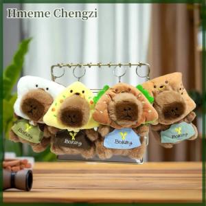 Hmeme Creative Funny Bread Chef Capybara Key Ring Pendant Cartoon Plush Doll Keychain Backpack Hangings Decoration