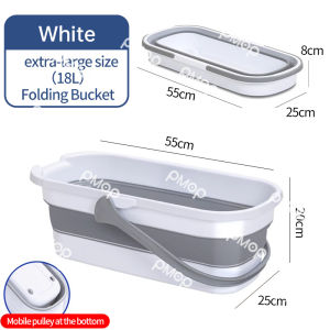 POMP 30L MultiPurpose Collapsible Rectangular Bucket Durable and Strong Foldable Silicone Basin Easy Carry Handle Design Portable Space Saver Thick Mop Basket Laundry Bath For Travel Household Indoor and Outdoor Container Tub