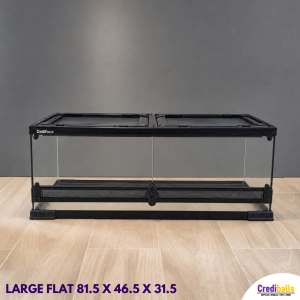 CrediPack Large Flat Glass Terrarium 81.5 x 46.5 x 31.5 cm with Black Frame and Mesh Base