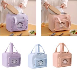 FOUNDTWO Thickened Cute Insulated Lunch Bag Waterproof Large Capacity Lunch Organizer Reusable Leakproof Picnic Bag Office Worker