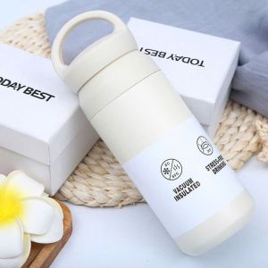 Bình giữ nhiệt 500ml inox 304 Cao cấp Nắp bình 2 lớp có lõi lọc trà có quai xách tiện lợi 3 Lớp cách nhiệt