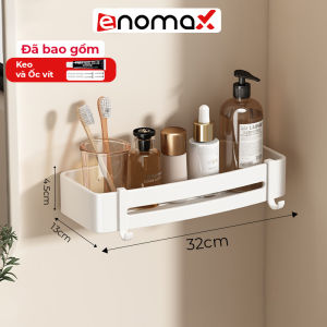 Kệ góc tường Enomax để đồ mỹ phẩm dầu gội trong phòng tắm treo tường bằng 2 cách dán tường hoặc khoan tường