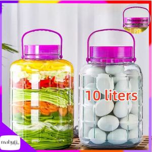 10l big glass jar with lid airtight kitchen canisters jars food storage dispensers mason jar kimchi container overnight oatmeal jar household wine barrel glass mason jar rice box storage