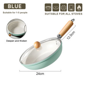 SUPVIBE 24CM Ceramic Frying Pan Non-Stick Fried Wok for Gas Stove Induction Cooker Kitchen Cookware