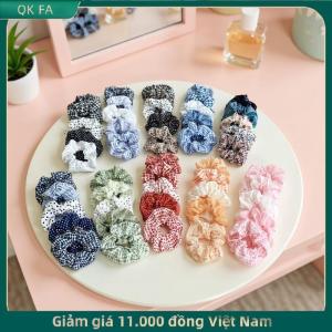 QK FA ✨ 5Pcs Polka Dot Tóc Quan Hệ Thanh Lịch Dễ Thương Vải Scrunchies Với Hoa In Ngọt Ngào Hoa Dot Tóc Ban Nhạc Học Viện Phong Cách Cho Các lứa tuổi