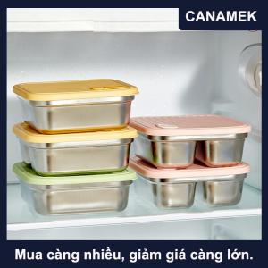 【CANAMEK】 304 thép không gỉ vuông Hộp Ăn Trưa với nắp di động salad trái cây container thực phẩm Stackable rò rỉ bằng chứng Bento hộp