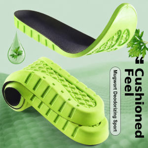 Mugwort Health Insoles Shockproof Breathable Odor Resistant Sweat Wicking Shoe Inserts Cushion Foot Support for Standing Long Hours Daily Work