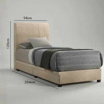 MUSE Design FALLON Single Size Drawer Storage Bed-Grey