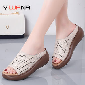 VIWANA 2021 New Womens High Heels Sandal Thick Bottom Casual Shoes Ladies Leisure Summer Wedges Platform Outdoor Slippers For Women