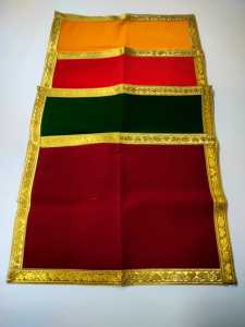 Small Pooja Mat Aasan Puja Aasan Decorative Cloth | Multipurpose Pooja Decorations (set of 4 pcs) Multicolour Aasan Mat
