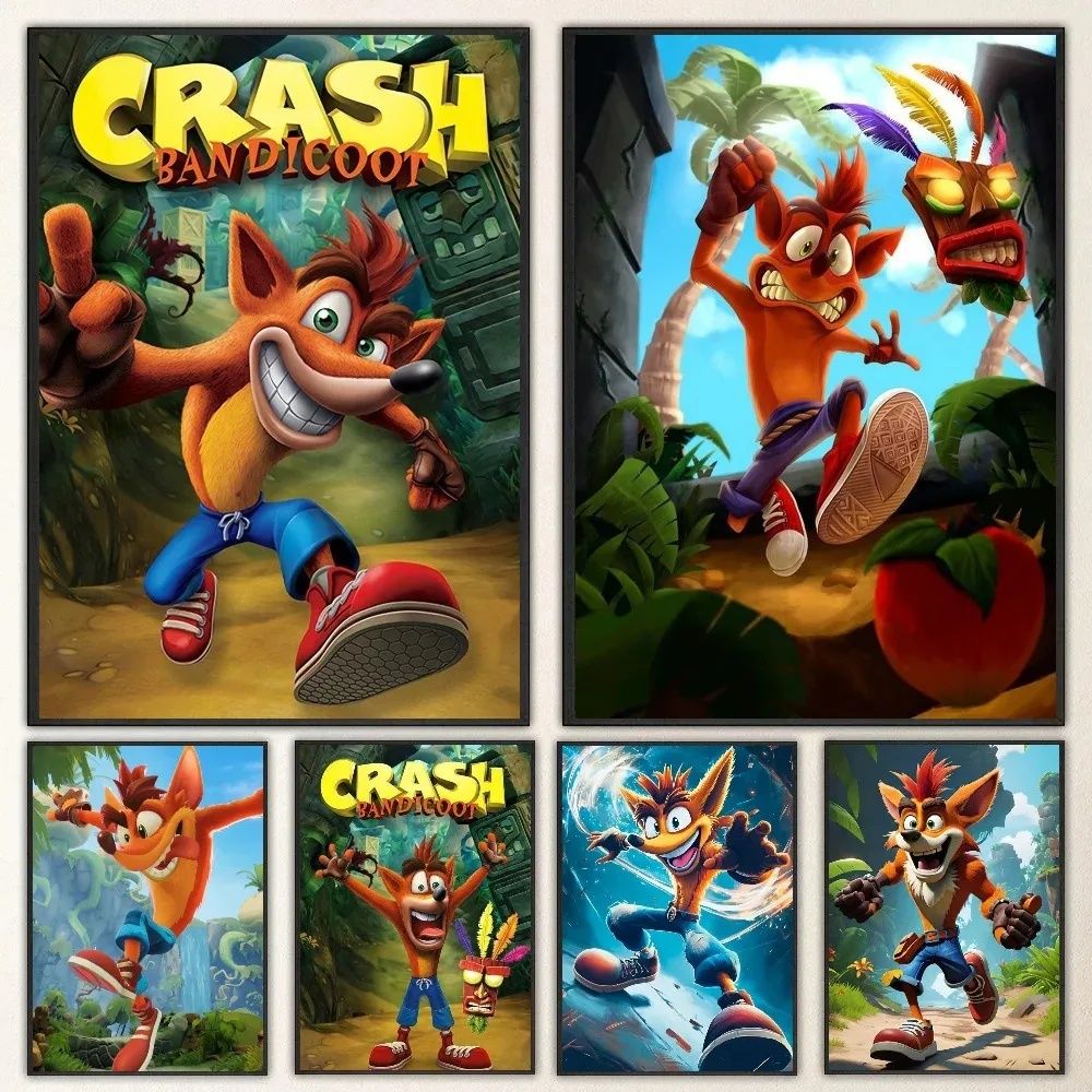 CrashS Bandicoot Game Poster Canvas Paintings Coffee House Bar Room ...