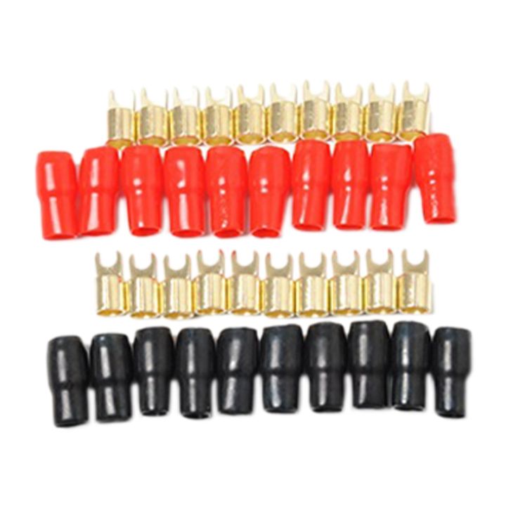 Terminal Spade Fork Adapter Connector Plug Crimp Barrier Spades Speaker ...