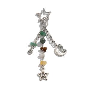 Unique Irregular Stone Keychain for Fashion Enthusiasts Colorful Beads Keyring Lightweight Accessory Bag Decoration