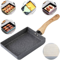 【KW】Rolled Egg Japanese Style Cooking Tool Maifanite Stone Kitchen Non-stick Omelette Tamagoyaki Breakfast Frying Pan. 