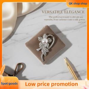 ✨QK shop✨ Fashion Creativity Rhinestone Pearl Flower Silver Brooches For Women Clothing Coat Accessories Gifts