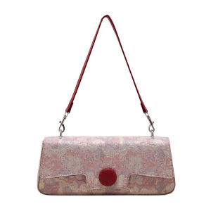 กระเป๋าสะพายหลังยาวสไตล์เกาหลีสำหรับผู้หญิงที่มีลวดลายโลหะ