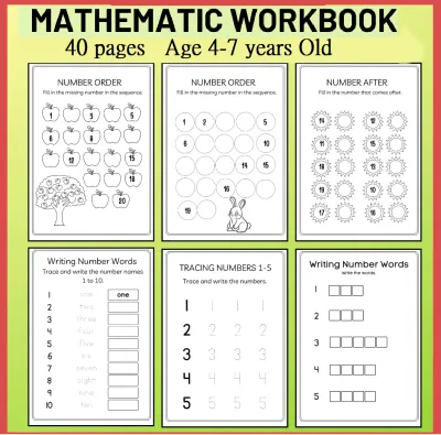 Basic Mathematic Worksheet for kids preschool tracing counting Latihan matematik kanak-kanak menulis dan mengira