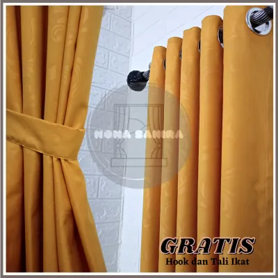 (Gorden juara) Gorden Emily Minimalis Import Murah Terlaris jendela Pintu Model Smokering Hordeng tirai Emboss Poloss