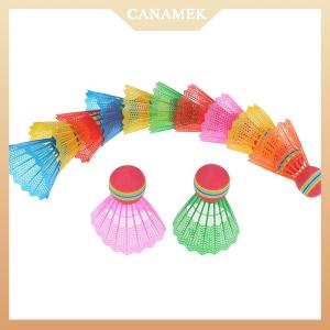 [CANAMEK] 12 PCS Badminton EVA Rainbow Ball Head Nylon Badminton Feathers For Game